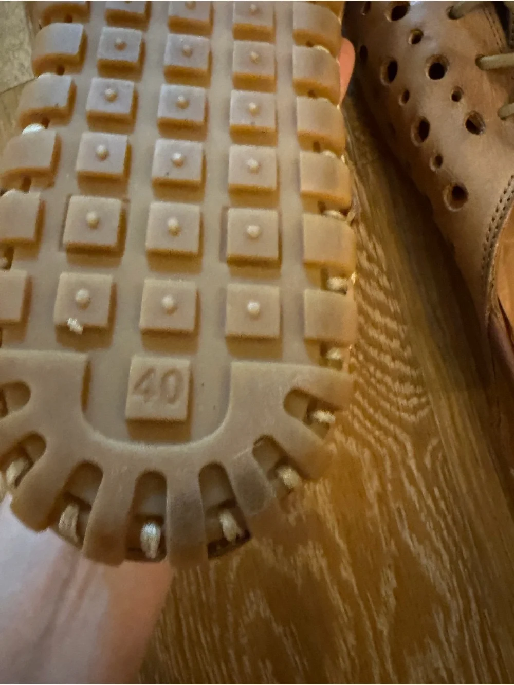 Spring Step Tan Perforated Leather Lace-Up Loafers used